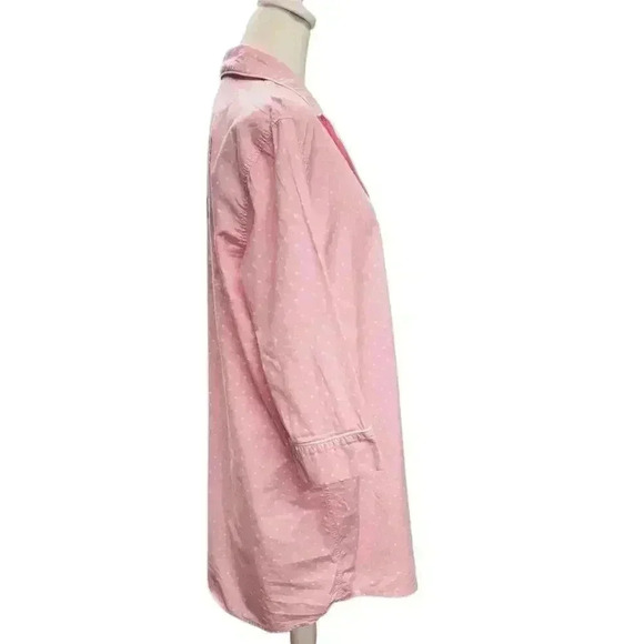 Lauren by Ralph Lauren Cotton Pink with White Polkadot Sleep Button Down Shirt L - Picture 3 of 10